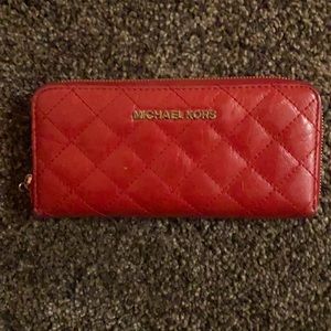 Red Michael Kors quilted wallet